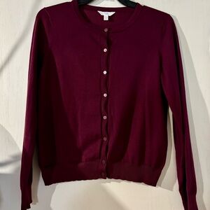 Time and Tru Red Cardigan Sweater Classic Knit